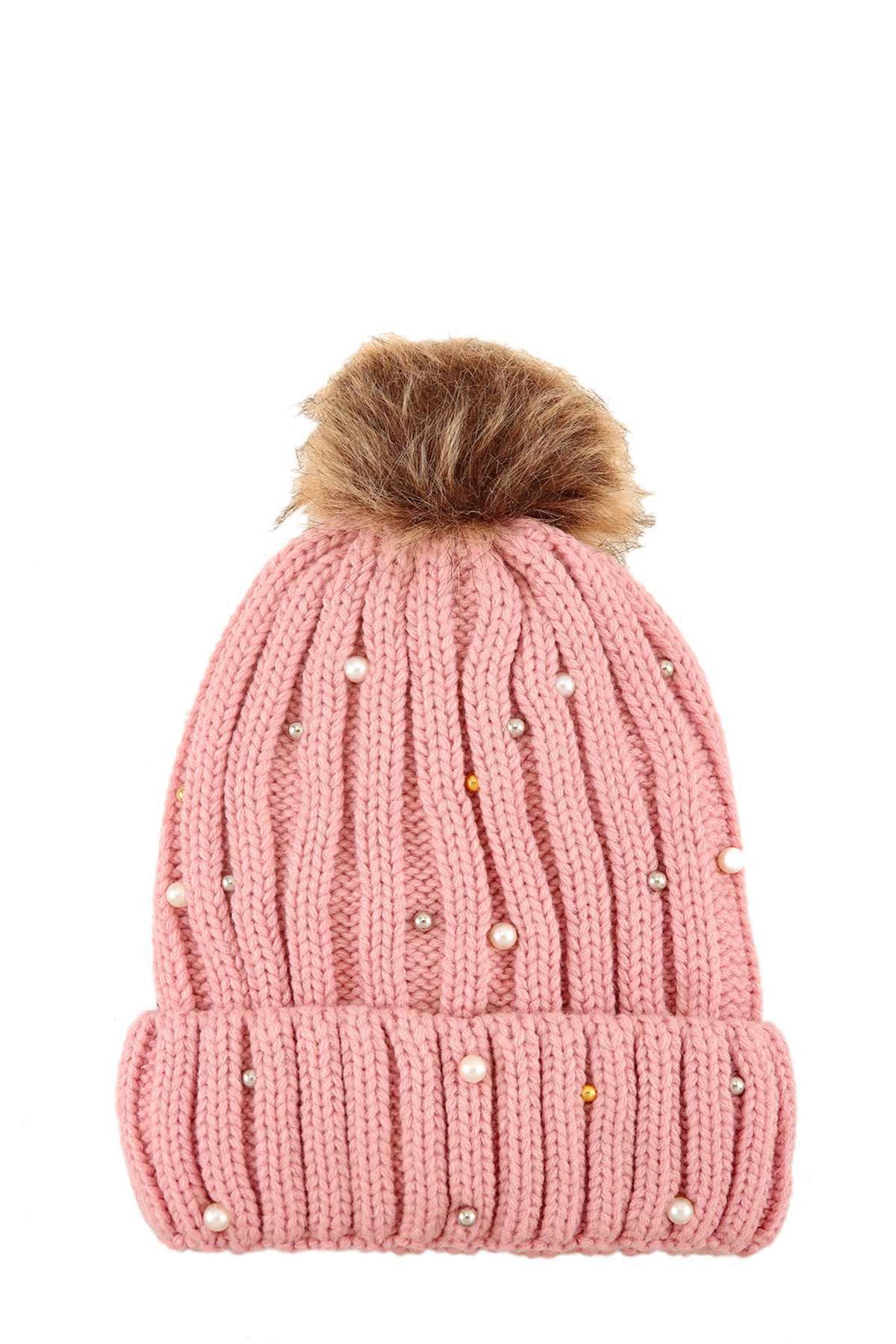 anbfashion - Vendita all'ingrosso Berretto - Donna - Berretto invernale a doppio strato con accento perlato 784