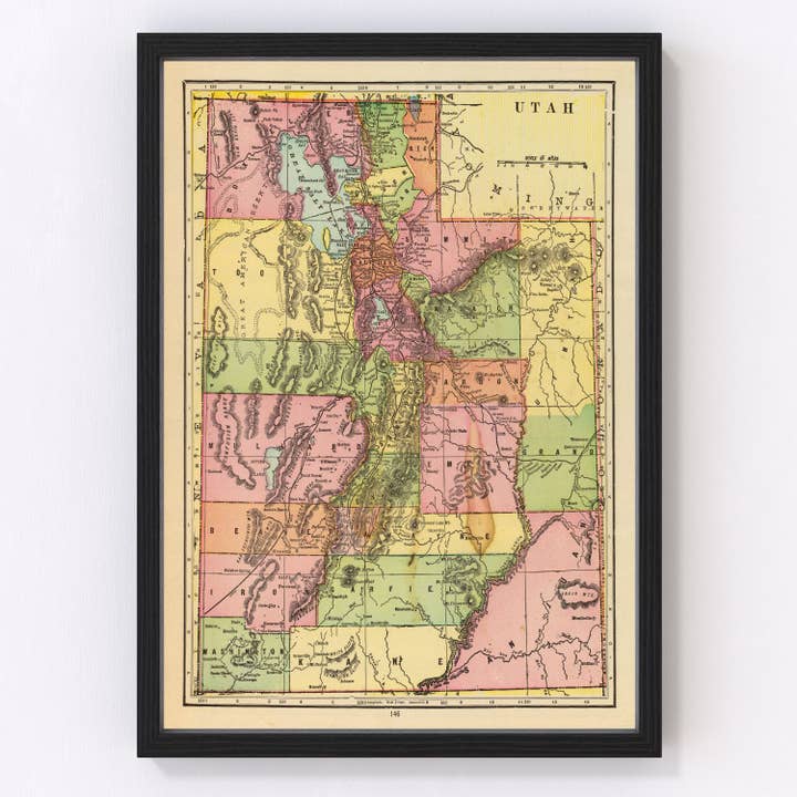 Vintage Map of Utah 1909 for wholesale by Ted's Vintage Art