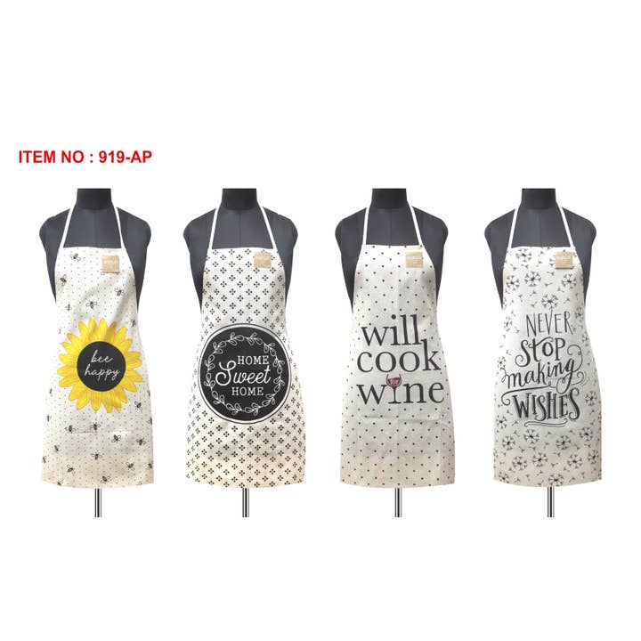 Grembiuli Stampati con Detti Vintage Tela Cachi per la vendita all'ingrosso da parte di Mabelle Home