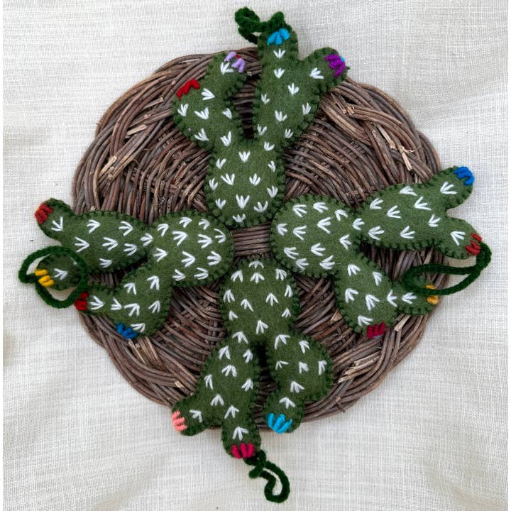 Tesoros Trading Company - Wholesale Ornament - Wool Nopal Cactus Ornament,Peru