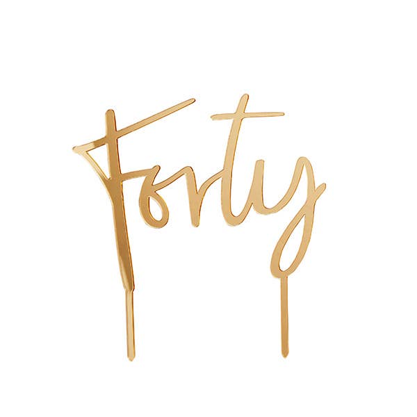 Hootyballoo by Club Green - Wholesale Cake/Cupcake Topper - Gold 'Forty' Acrylic Cake Topper0