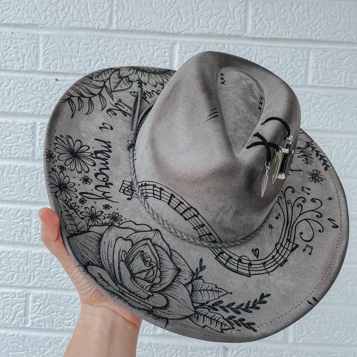 River Valley Co. - Wholesale Fedora - Women's - Music Eric Church Fedora Gray Biker Concert Hat Wide Brim