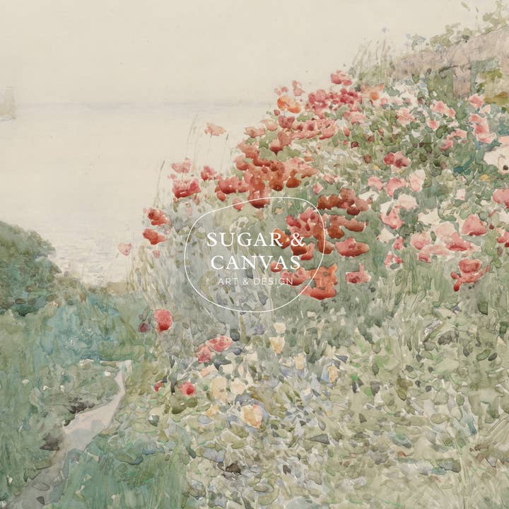 Sugar & Canvas - Wholesale Art print - Vintage Poppy Flower Field Landscape Art Print VP3942