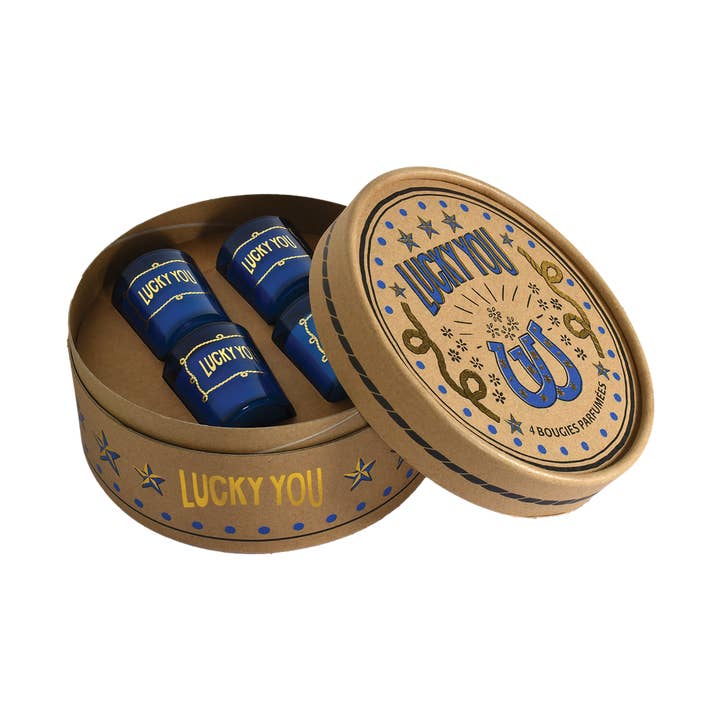 Opjet Paris - Wholesale Novelty Candle - Set of 4 Americana Lucky you candles D4.5 H5cm