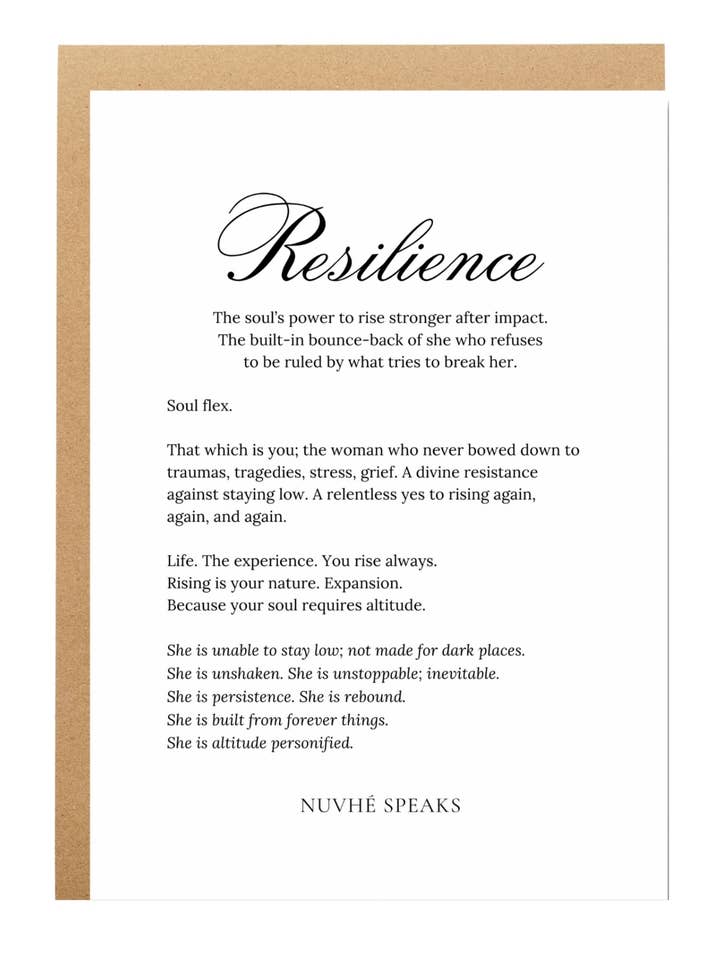 Strength + Resilience Affirmation Card, Recovery And Healing for wholesale by Nuvhé Speaks