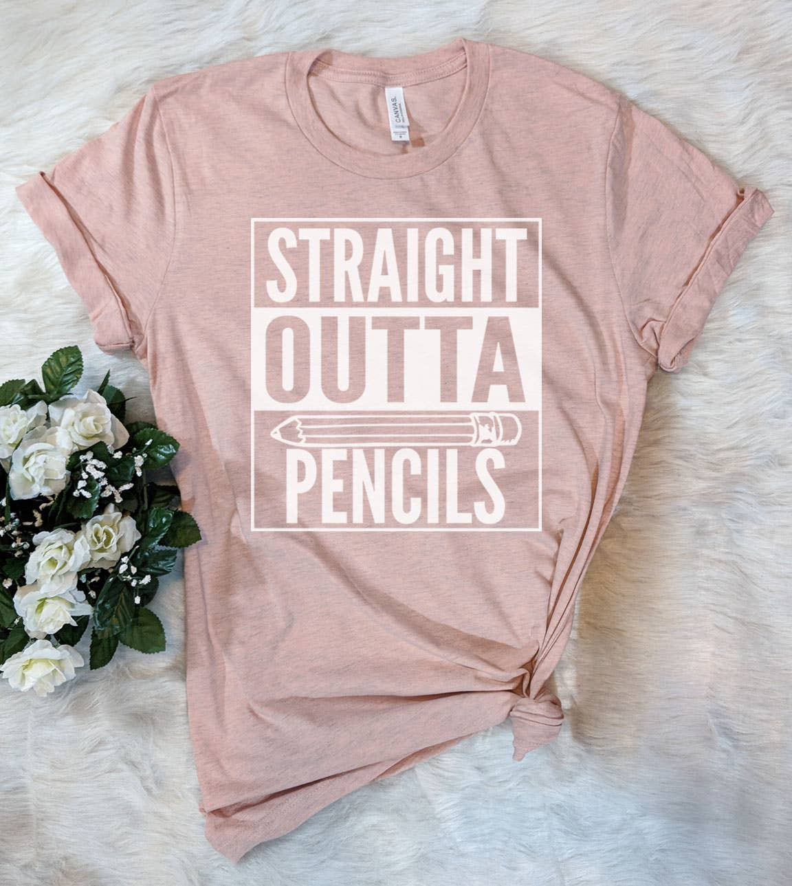 House Of Rodan - Wholesale Screen Printed T-Shirt - Unisex - Straight Outta Pencils - Teacher School Funny Gift T-Shirt1
