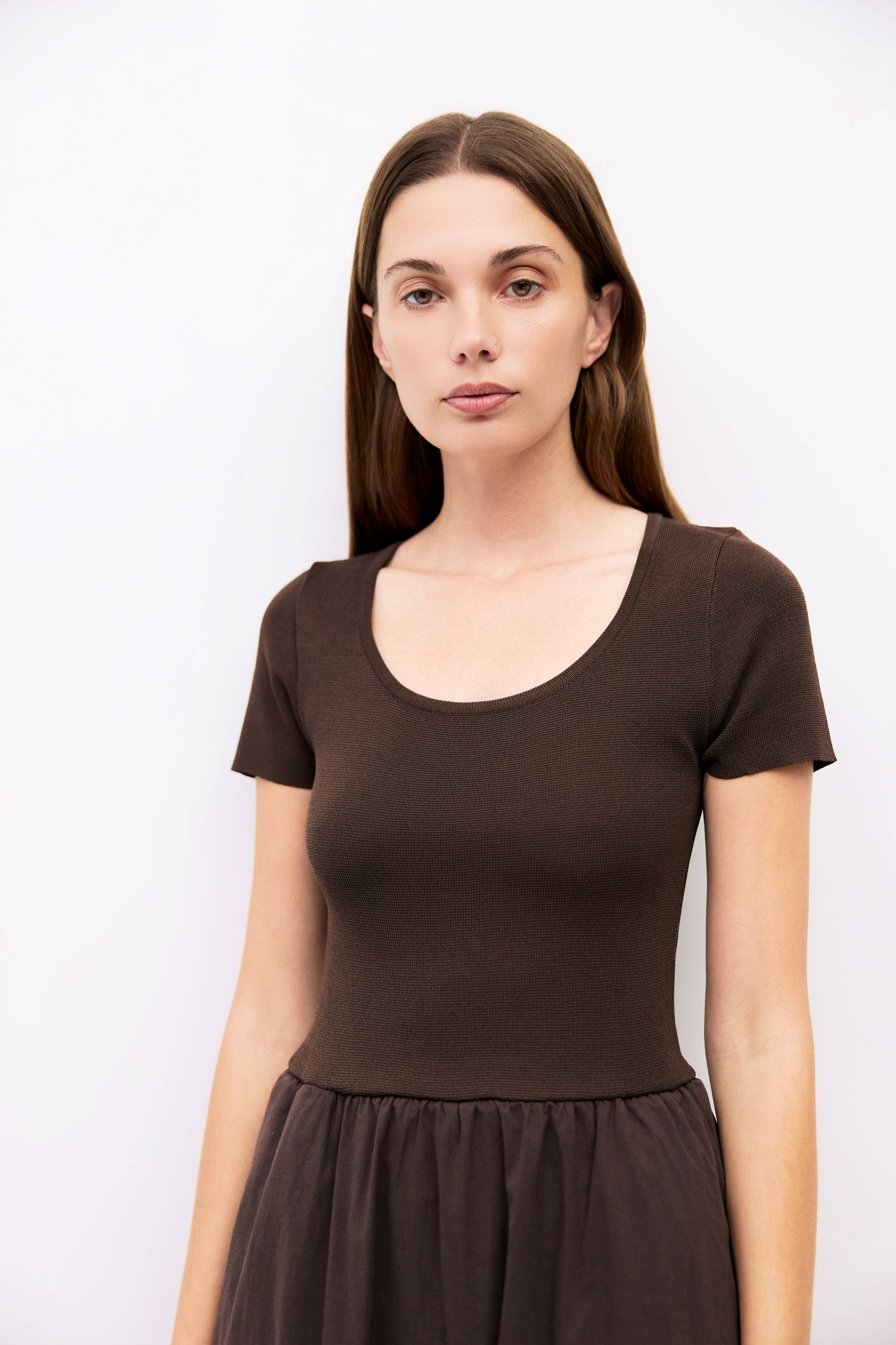 MOD REF - Wholesale Dress - Women's - The Lynette Dress | Knit Short Sleeve Midi Dress13