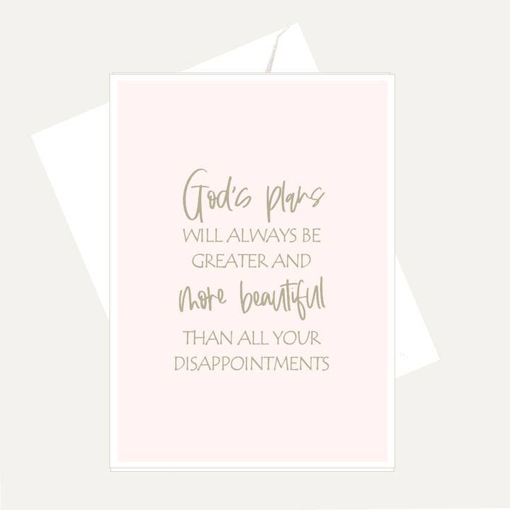 God's Plans Will Always Be Greater... Love & Faith Card for wholesale by Bellflower Girl