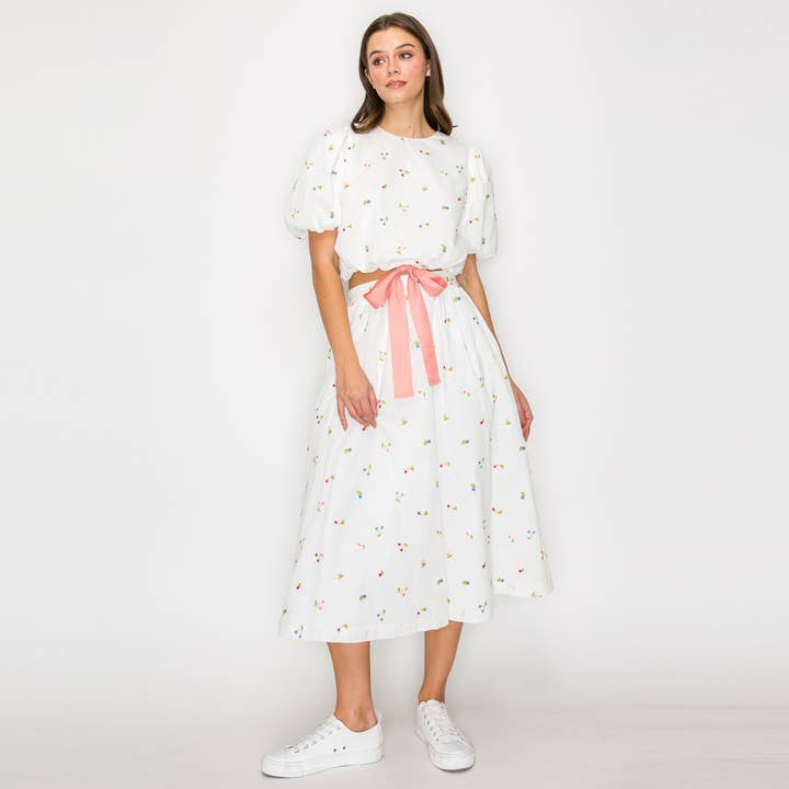 LoveWednesday - Wholesale Blouse - Women's - Cherry Cherry Cherry Crop Top With Bow - LWT19571