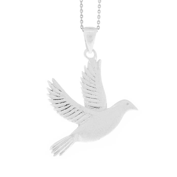 Broadland Dove Pendant with 18" Trace Chain and Box for wholesale by Nova Silver