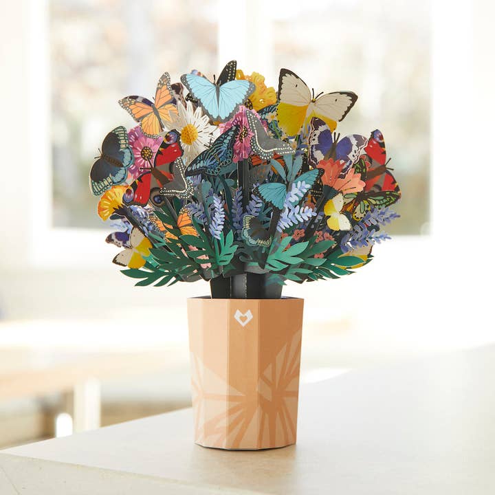 Lovepop Cards - Wholesale Everyday Greeting Card - Butterfly 12”H x 8.5”W Bouquet, Flower Vase, Pop-Up Cards