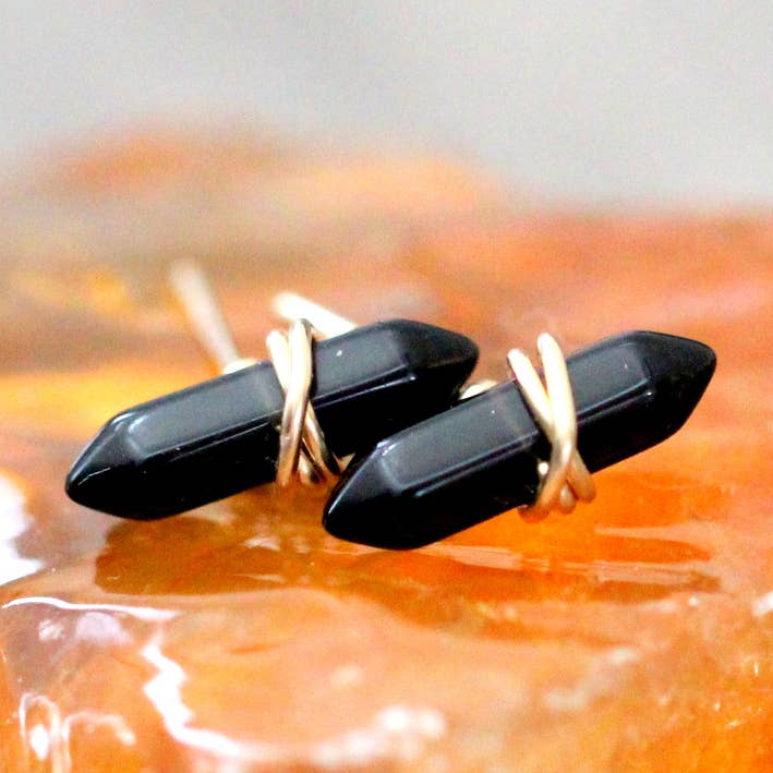 Crest Studs - Obsidian for wholesale by Saressa Designs