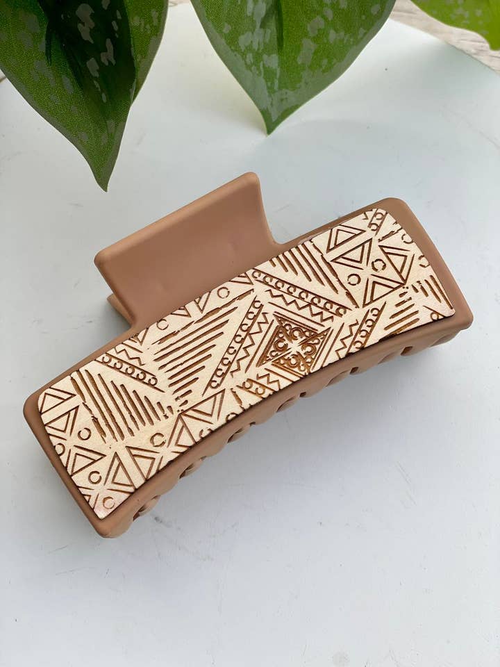 Abstract Aztec Patterned Hair Claw Clip for wholesale by Rosey Oak Designs