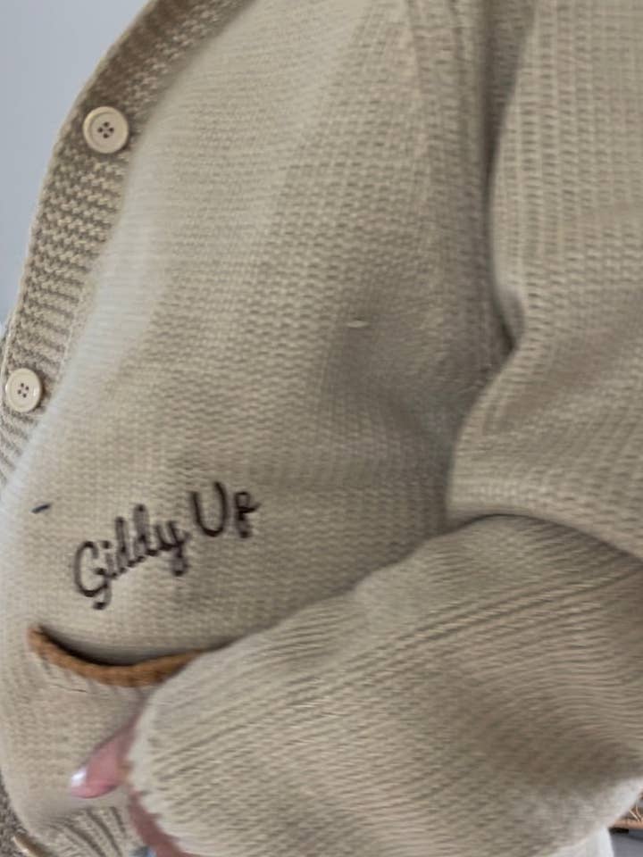 Pink Pineapple - Wholesale Cardigan - Women's - Vintage Horseshoe Varsity Cardigan in Camel2