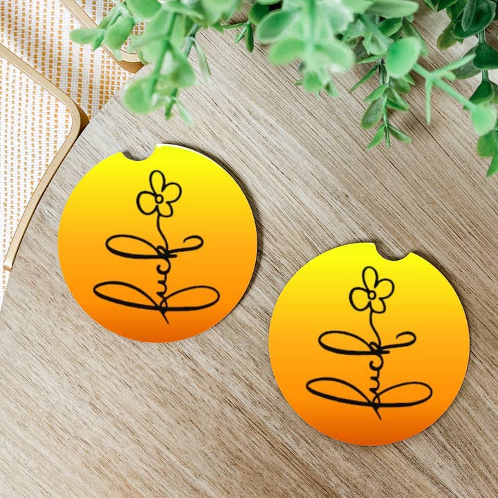 Pretty Fuck Flower Car Coasters for wholesale by Knotty Nest
