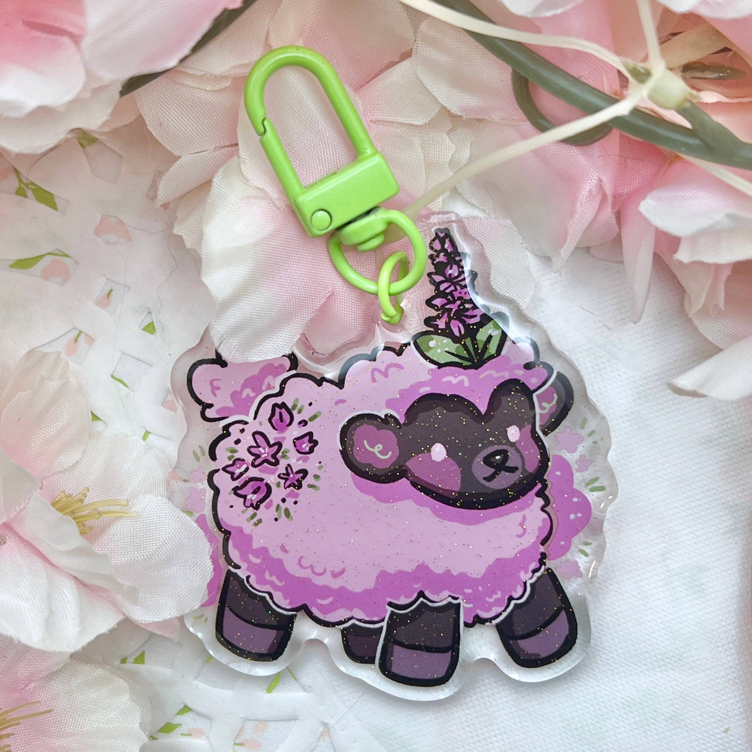 Woolblossom - Wholesale Keychain - Women's - Heather Sheep ~ Glitter Acrylic Keychain Charm1
