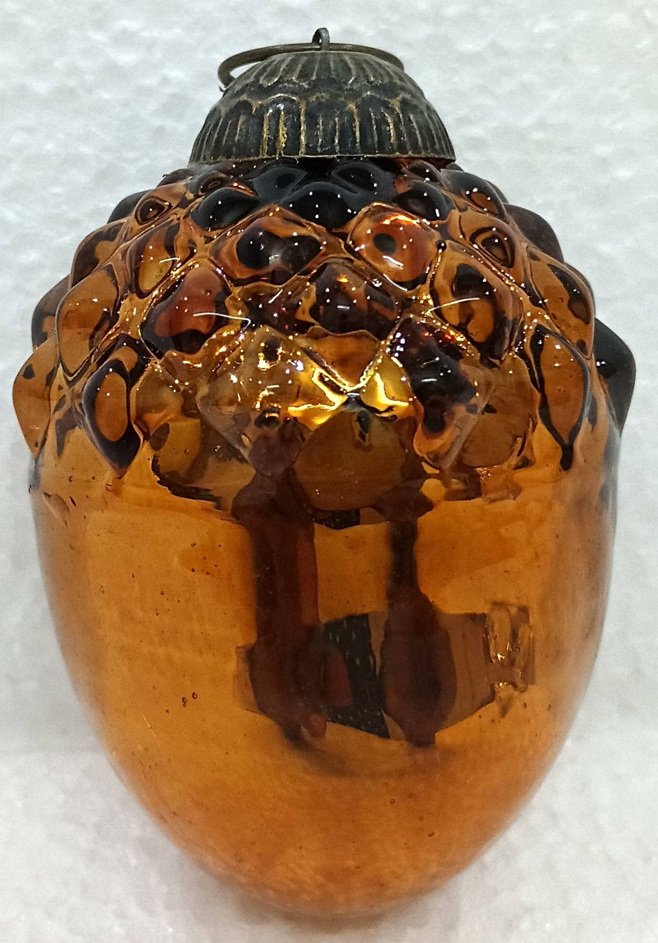 Silk Road Traders - Wholesale Ornament - 3" Acorn Crackle Glass Christmas Ornament Amber0