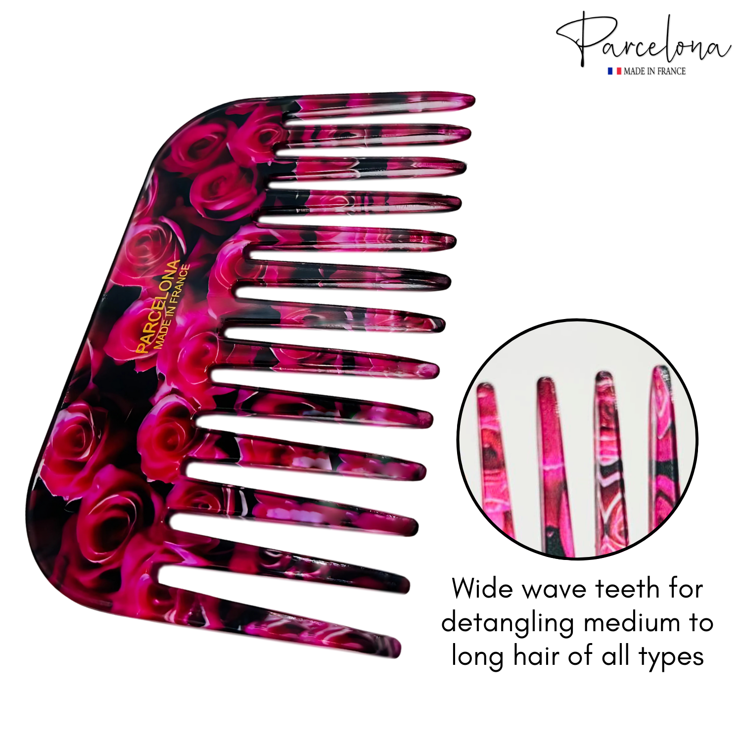 Parcelona - Wholesale Hair Brush/Comb - Parcelona Wide Tooth Comb Tropical Toucan Floral Print Comb for Thick Curly Hair14