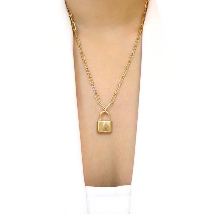 KIKICHIC - Wholesale Pendant/Charm Necklace - Lock Paper Clip Link Chain Necklace
