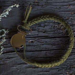 Brombie - Wholesale Pacifier Clip - Baby - Braided faux leather pacifier clip with metal attachment0