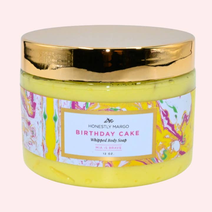 Birthday Cake Mia Whipped Body Soap for wholesale by Honestly Margo