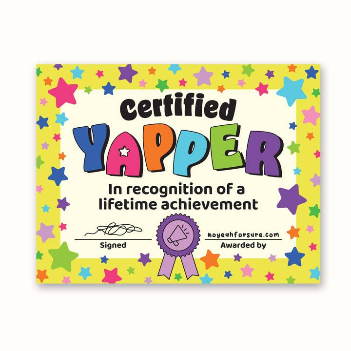 Certified Yapper Vinyl Sticker | Funny Nostalgia Sticker for wholesale by No Yeah For Sure