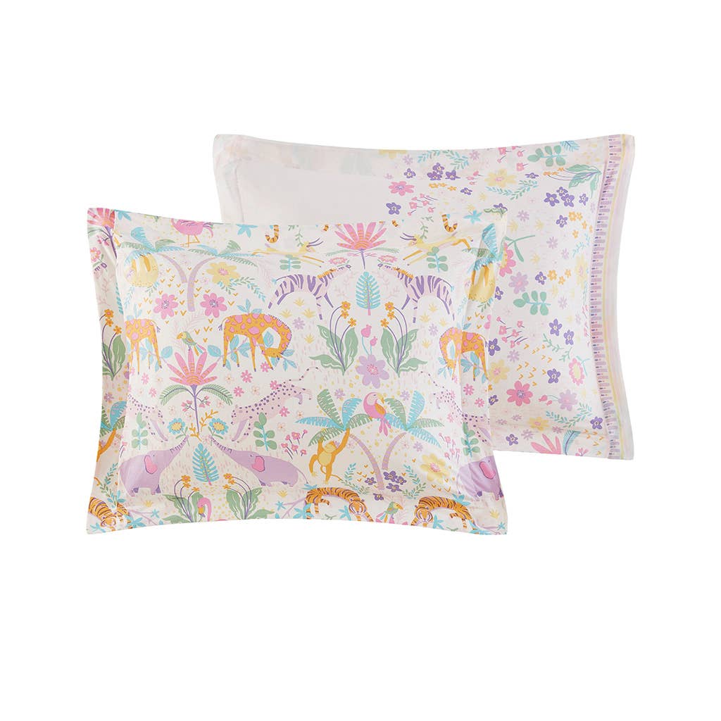 Olliix - Vente Parure de lit - Ensemble de housse de couette réversible en coton pour enfants avec animaux floraux15