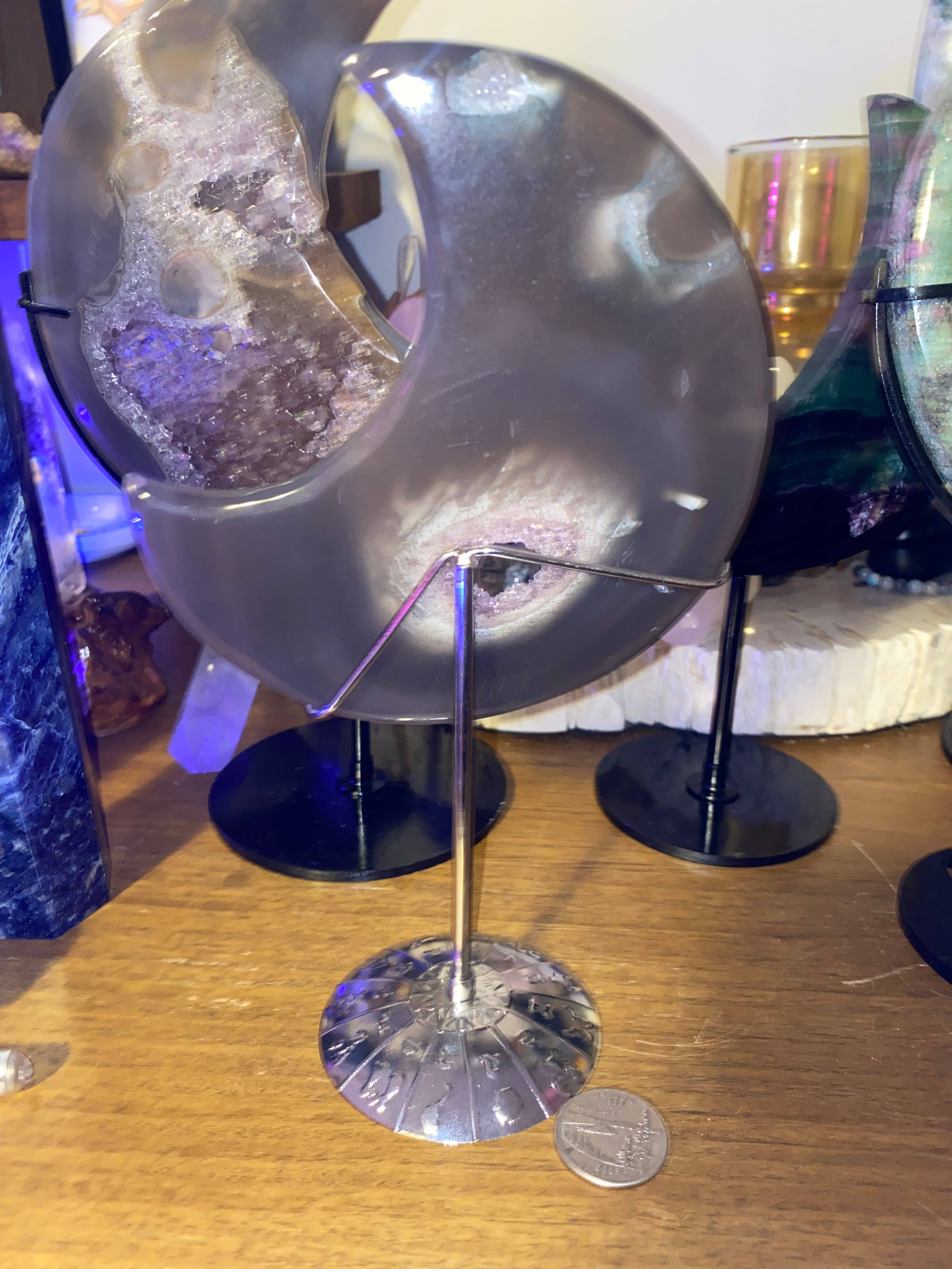 Moon River Designs - Wholesale Spiritual Stone/Crystal - Druzy Agate Moon with Stand Crystal Moon with stand 3