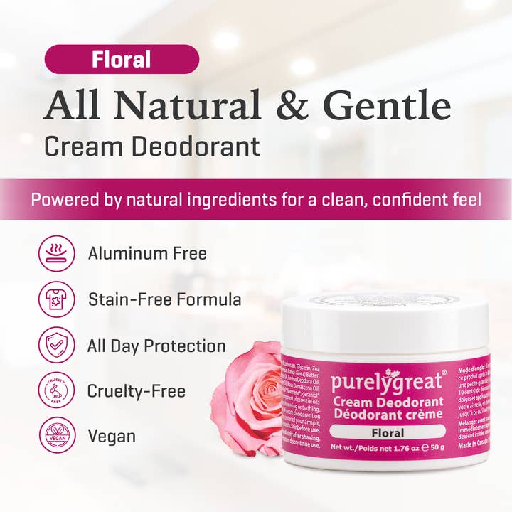 Purelygreat Natural Deodorants - Wholesale Deodorant - Unisex - Purelygreat Cream Deodorant - Floral4