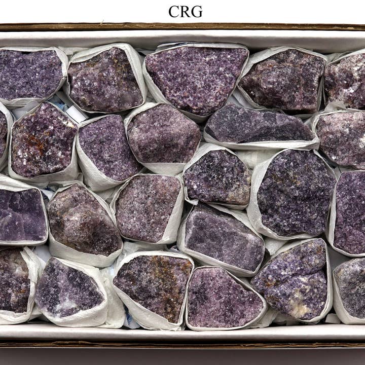 Lepidolite ruvida - Mediamente piatta per la vendita all'ingrosso da parte di Crystal River Gems LLC