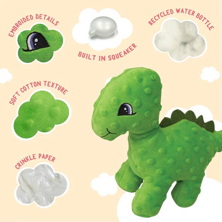 Pet Palette Distribution - Wholesale Pet Plush Toy - Dog - SnugArooz Brianna the Bronto Plush Dog Toy 8"
