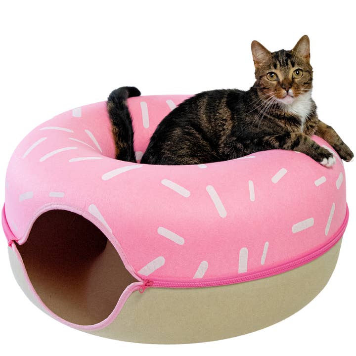 Sprinkled Donut Cat Tunnel Bed - Large Cat Tunnel Scratcher for wholesale by Luli & Cat