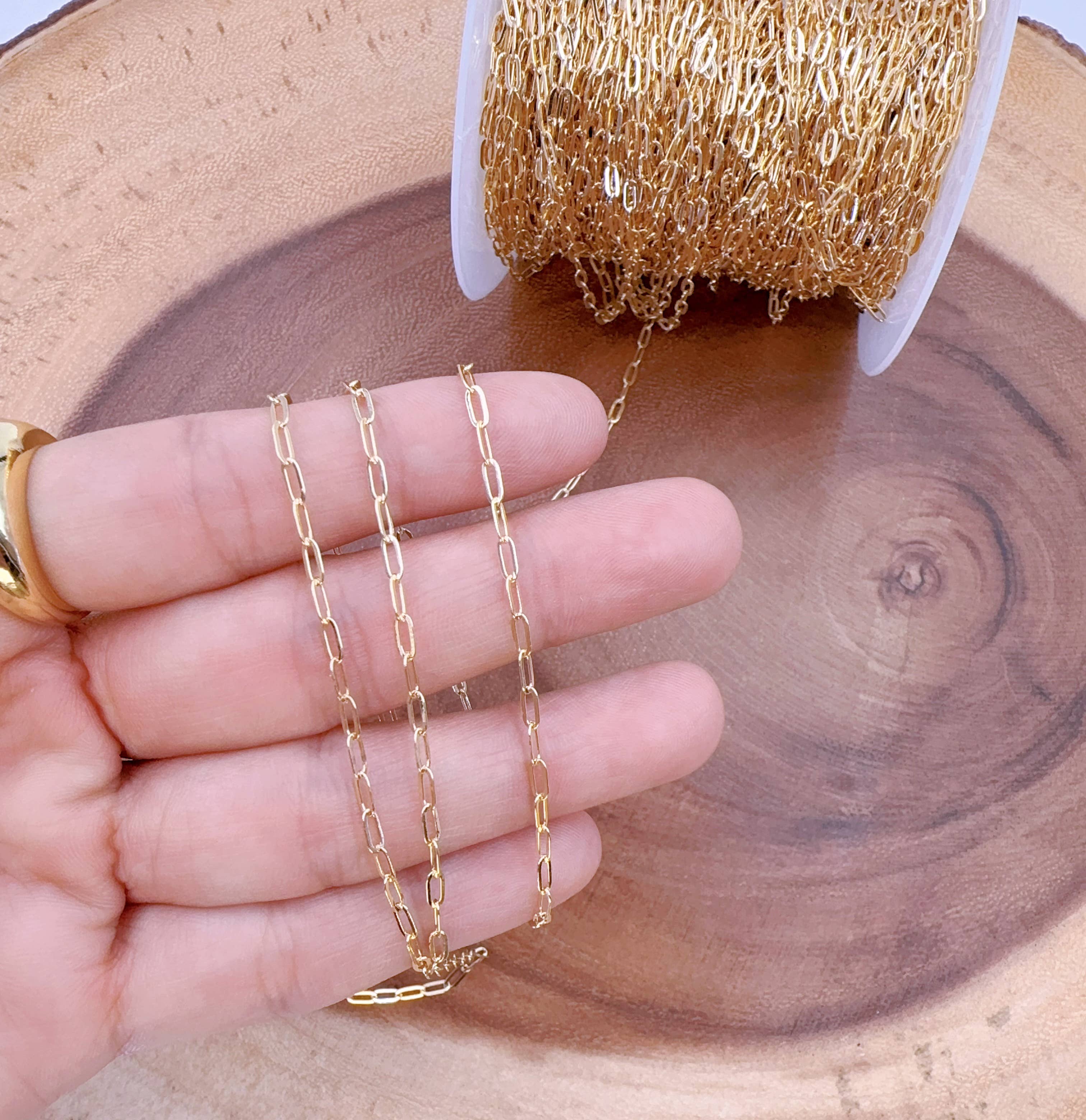 Beads Creation - Wholesale Link & Chain Necklace - Gold Filled Paperclip Chain, Chunky Links, Gift Idea, CH1084