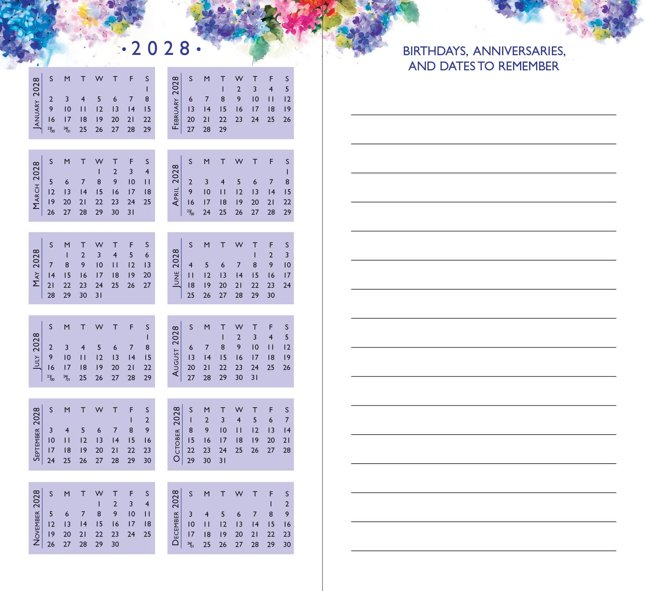 Peter Pauper Press - Wholesale Planner - 2026-27 Hydrangeas 2-Year Pocket Planner4