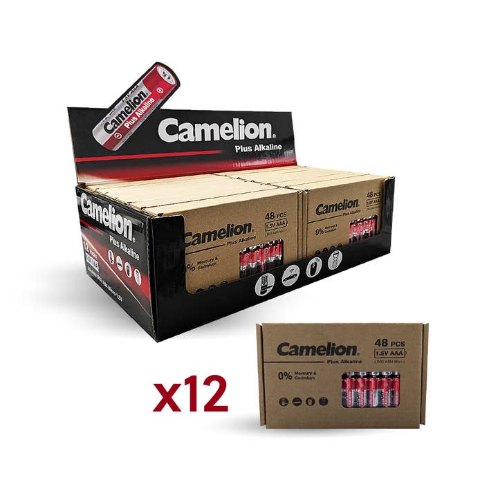 Camelion Battery - Wholesale Retailer display – Paper & novelty - Camelion AAA Plus Alkaline 48pk Box Counter Display (12Pk)1