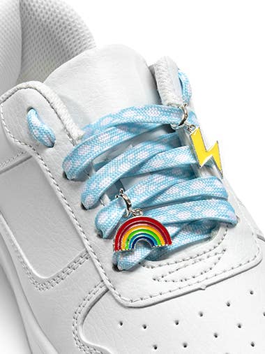 Shoelaces w/Charms Set - Clouds w/Rainbow & Lightning Charms for wholesale by Living Royal