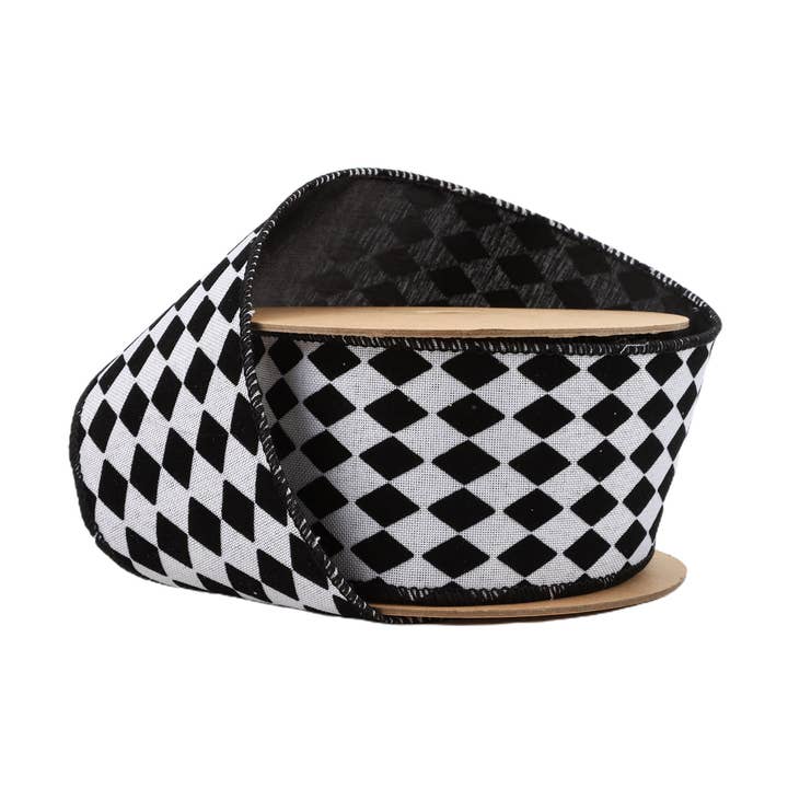 2 1/2" Trådbånd | Glitrende diamanter med sort bagside | 10 yard rulle for engroshandel hos LA Ribbons Wholesale