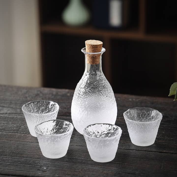 Cloud Collection Japanese Style Glass Sake Set for wholesale by Our Dining Table