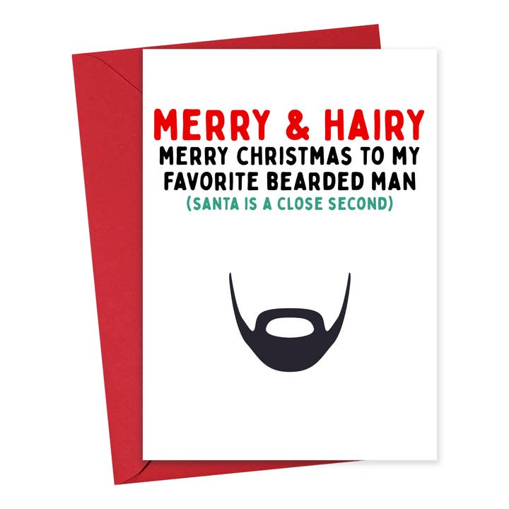 Carte de Noël amusante 2025 Cartes de vacances à barbe pour hommes pour la vente par R is for Robo