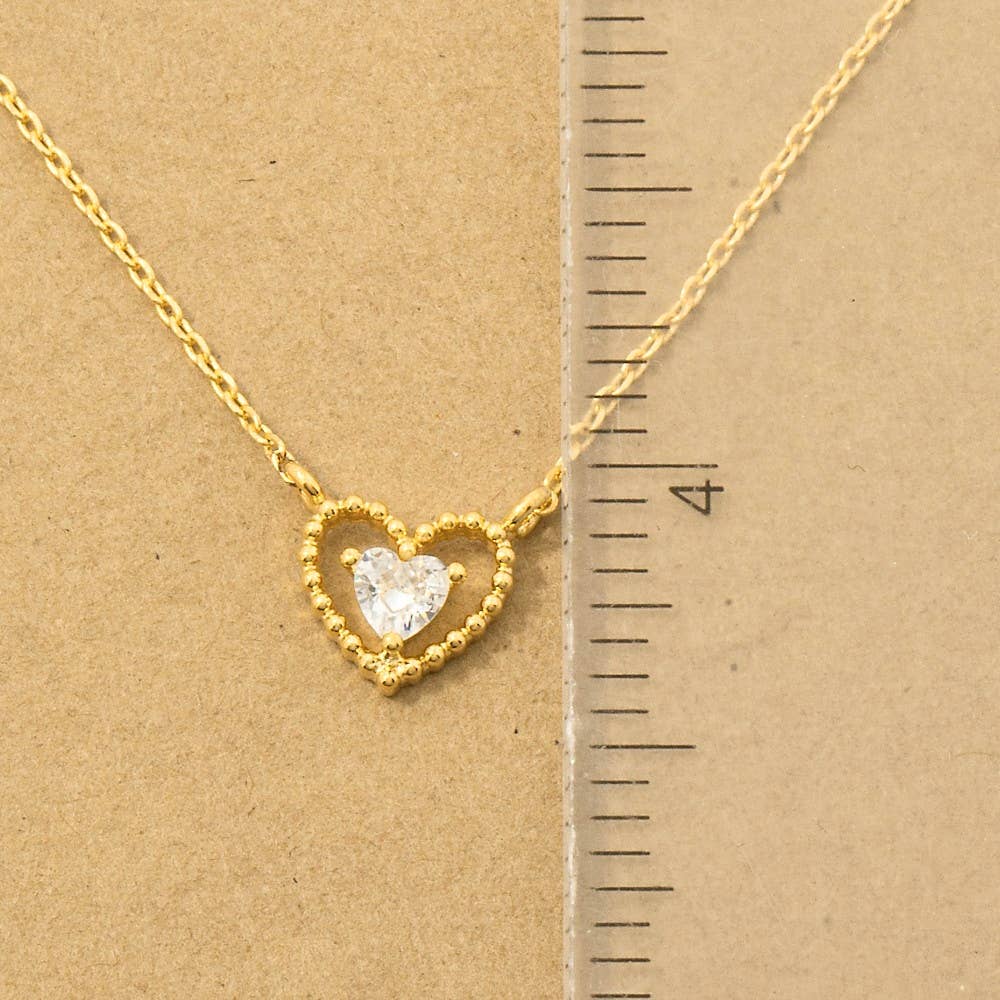 Fame Accessories – Engroshandel Halskæde med vedhæng – Gulddyppet Halo Cz hjerte vedhæng halskæde3