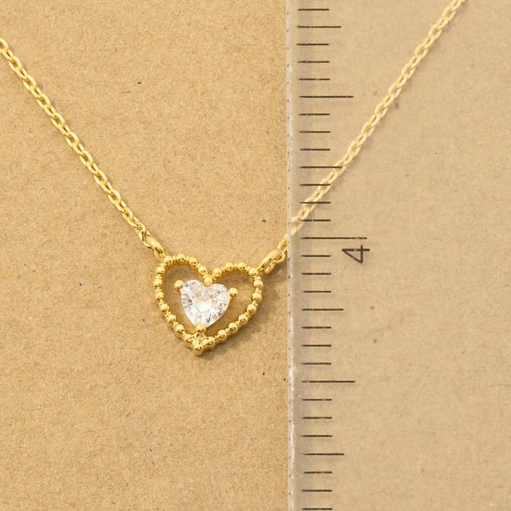 Fame Accessories – Engroshandel Halskæde med vedhæng – Gulddyppet Halo Cz hjerte vedhæng halskæde3