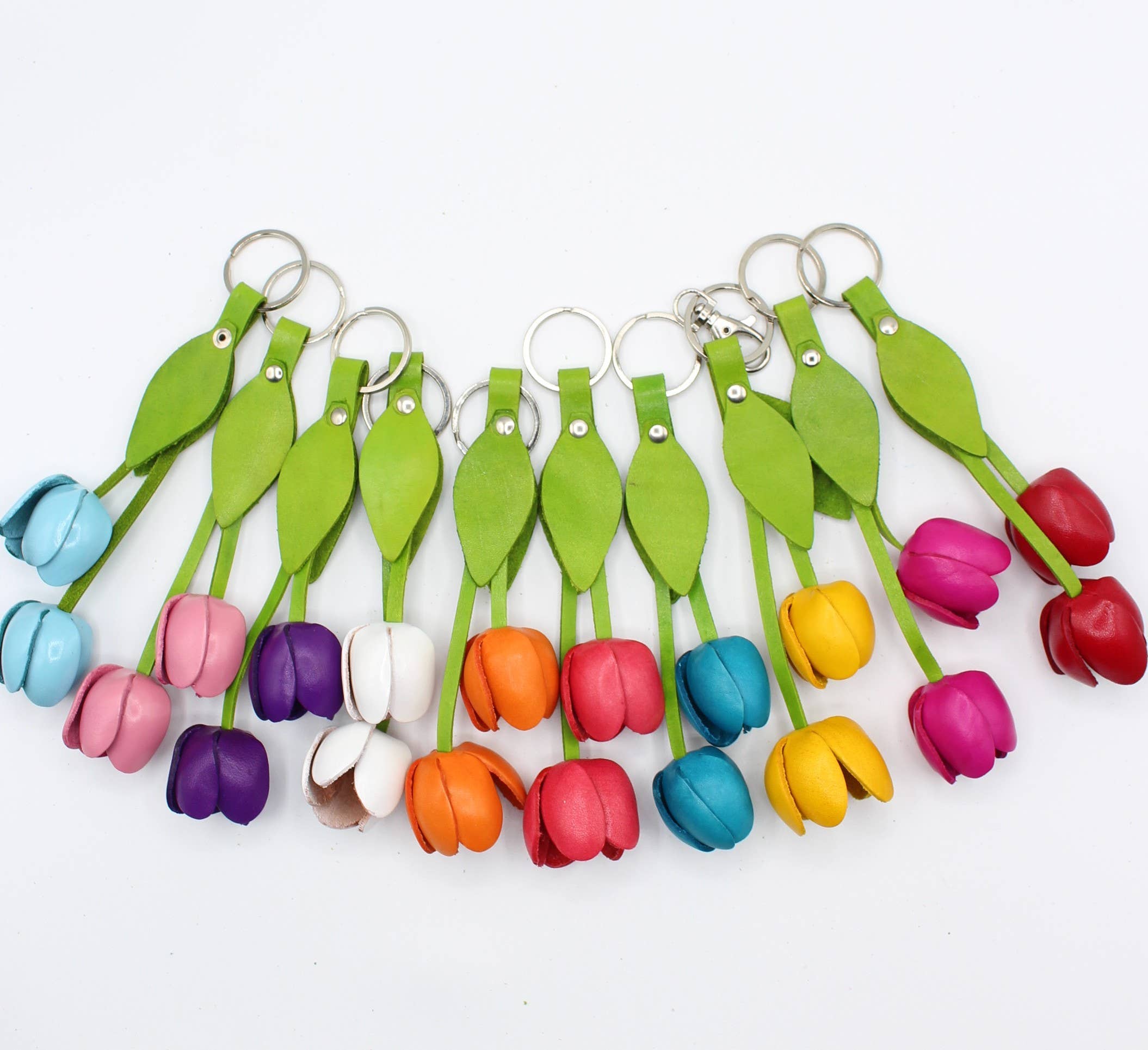 Sunflower Handmade leather inc – Engroshandel Nøglering - Dame – læder tulipan nøglering pung charm taske taske tilbehør2