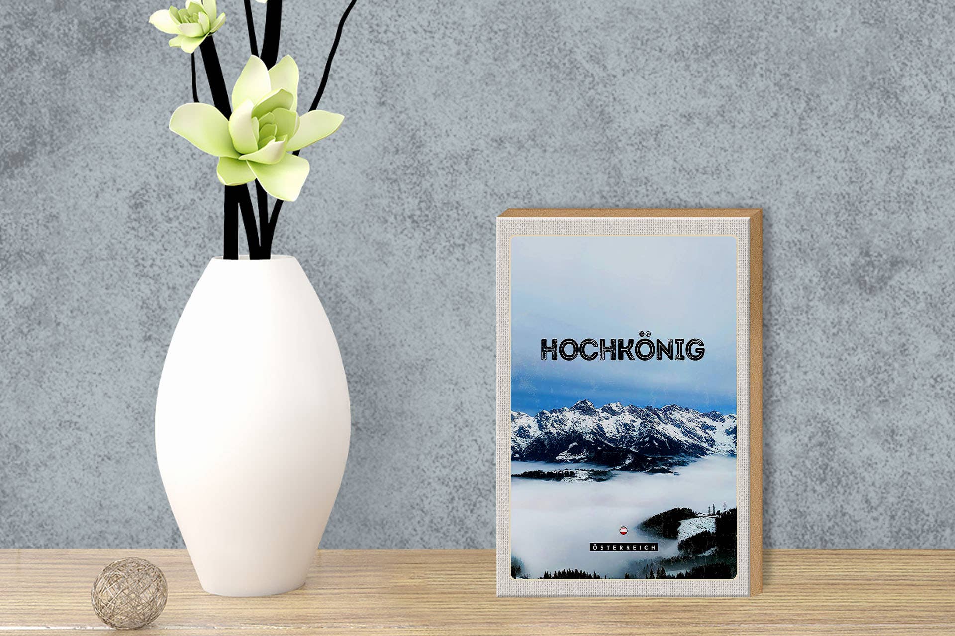 Femer - Wholesale Sign - Travel wooden sign 12x18cm View of Hochkönig Mountains Winter2