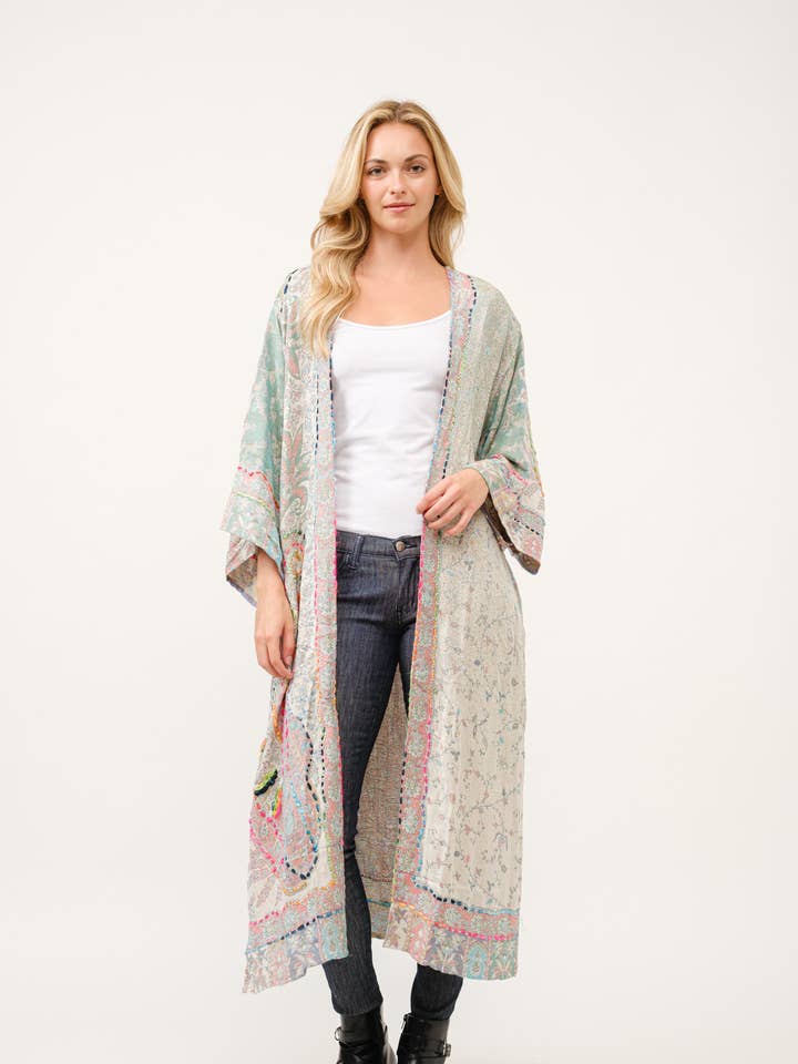 Raj Trading & Imports (USA) Inc. - Wholesale Kimono - Women's - Caprice Thick Stitch Embroidered Duster