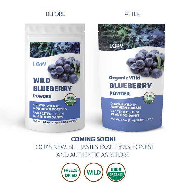 LOOV Organic Superfoods - Wholesale Protein/superfood powder - Freeze-Dried Organic Wild Blueberry Powder 3.2 oz5