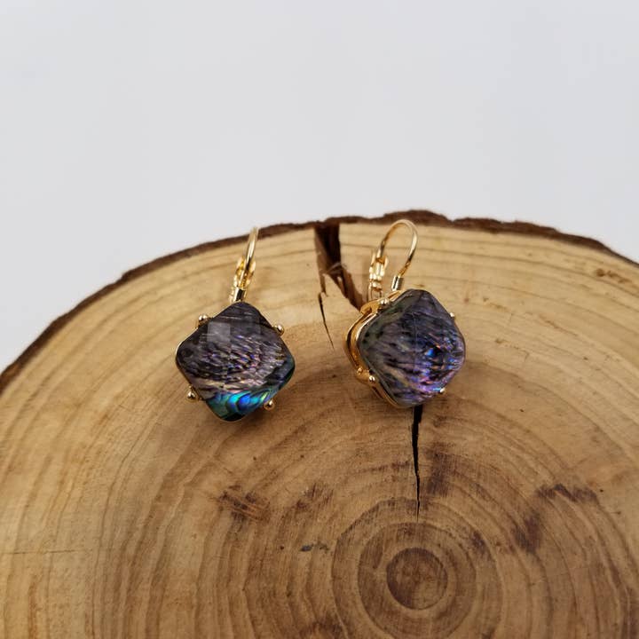 Handmade 3d Cut Natural Abalone Shell Earrings for wholesale by CHAKRA JEWELRY