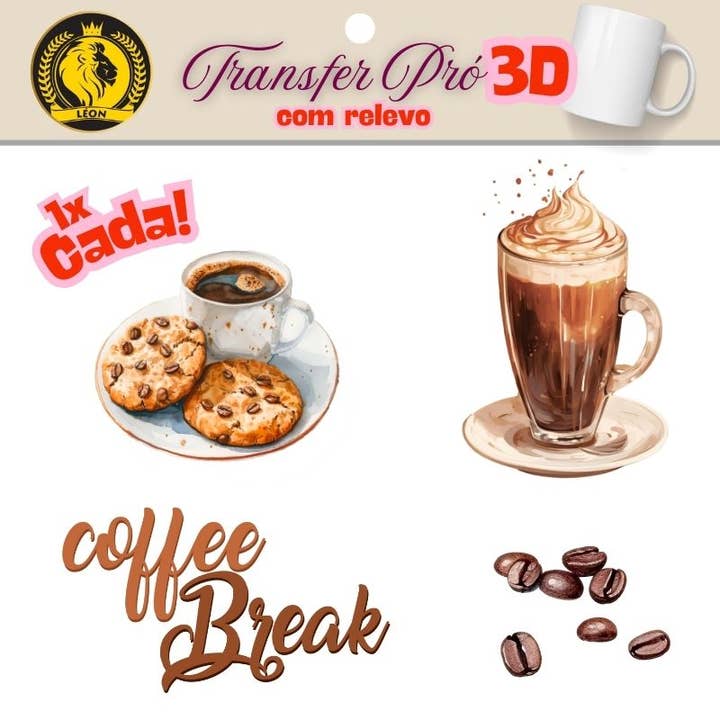Atiladecor, Artesanato Lda - Wholesale Craft supplies - 3D Transfer Pro with coffee relief with cookies coffee break