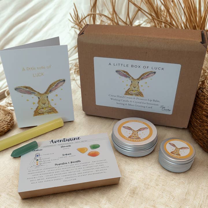 Caixa de Presentes Momentos de Alma – Cristal de Autocuidado "BOA SORTE" por atacado de Love Country