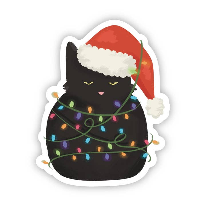 Cat In Christmas Lights Sticker for wholesale by Big Moods