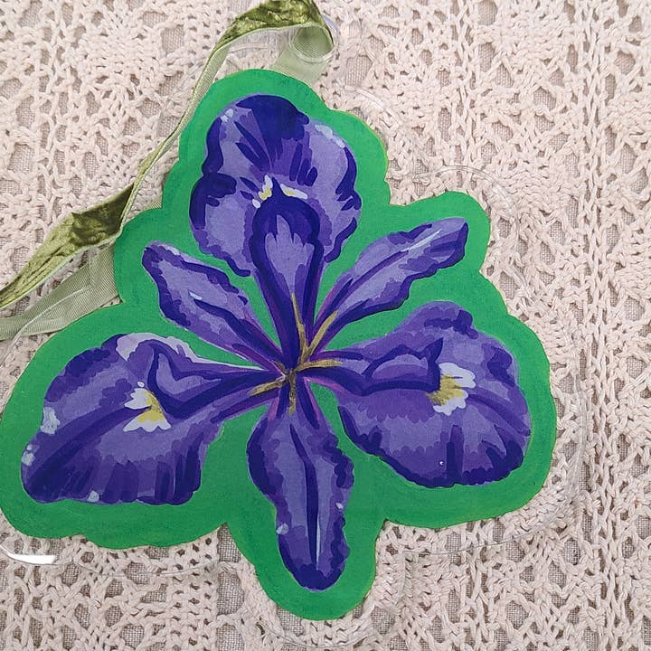 Louisiana Iris Shatterproof Acrylic Ornament for wholesale by Nattosoup Studio